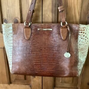 BRAHMIN Brûlée Soleil Arno Croc Print Medium Satchel